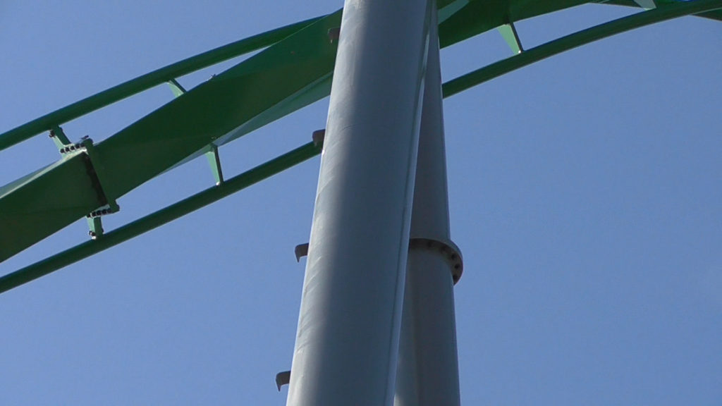 Closer view of conduit/cable hooks on supports