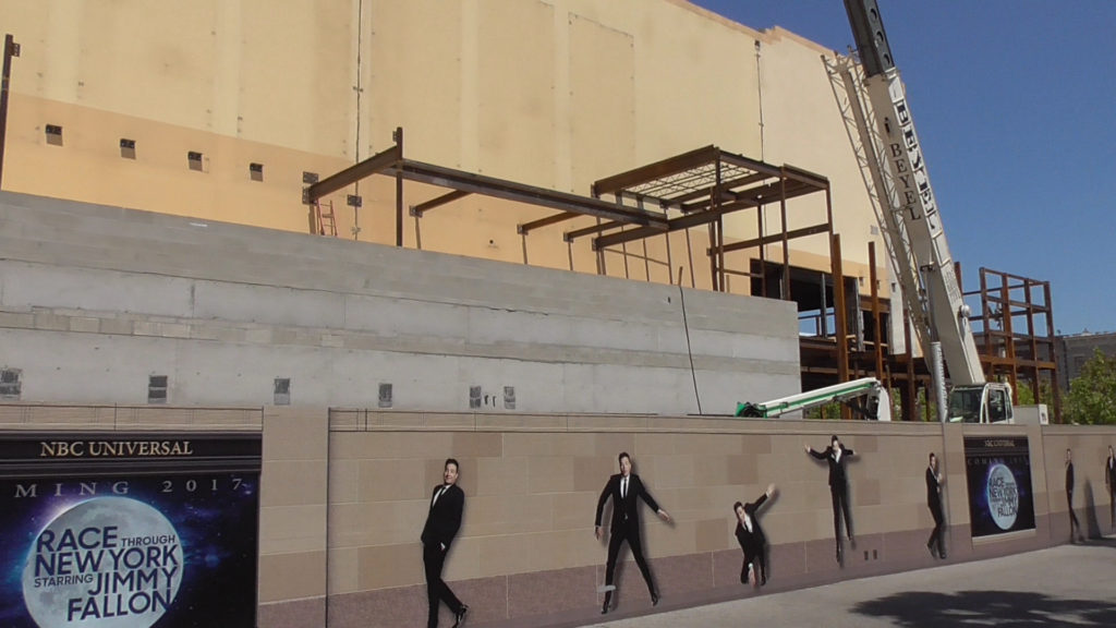 Area where old bathrooms were extended outward to make building bigger