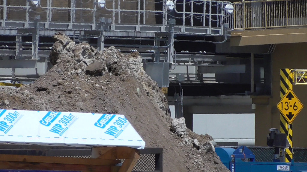 Big pile of dirt and debris from demolition