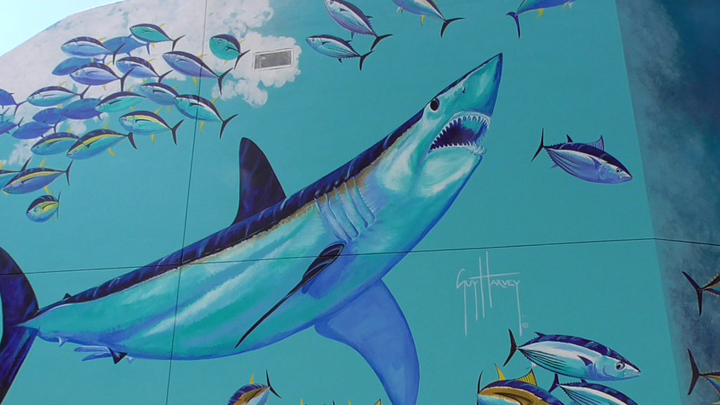 New Guy Harvey original mural on the wall near Mako