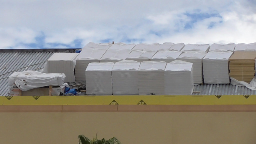 Roof panels ready to be laid