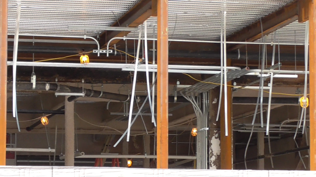 Pipes and conduit being installed inside