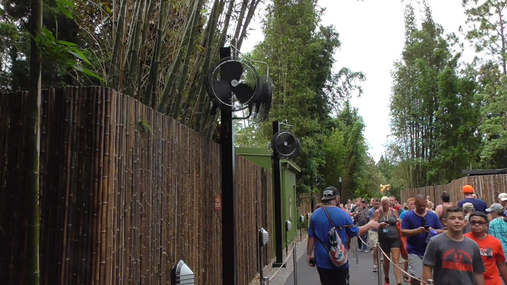 Fans and misters in place for folks waiting in the Florida heat