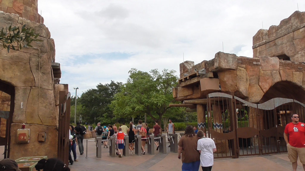 The roof over the exit turnstiles is missing while they work on it