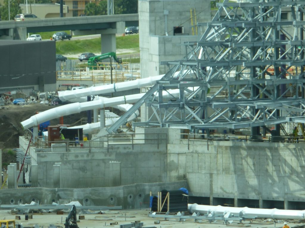 Tubes/slides coming out of the left side of volcano