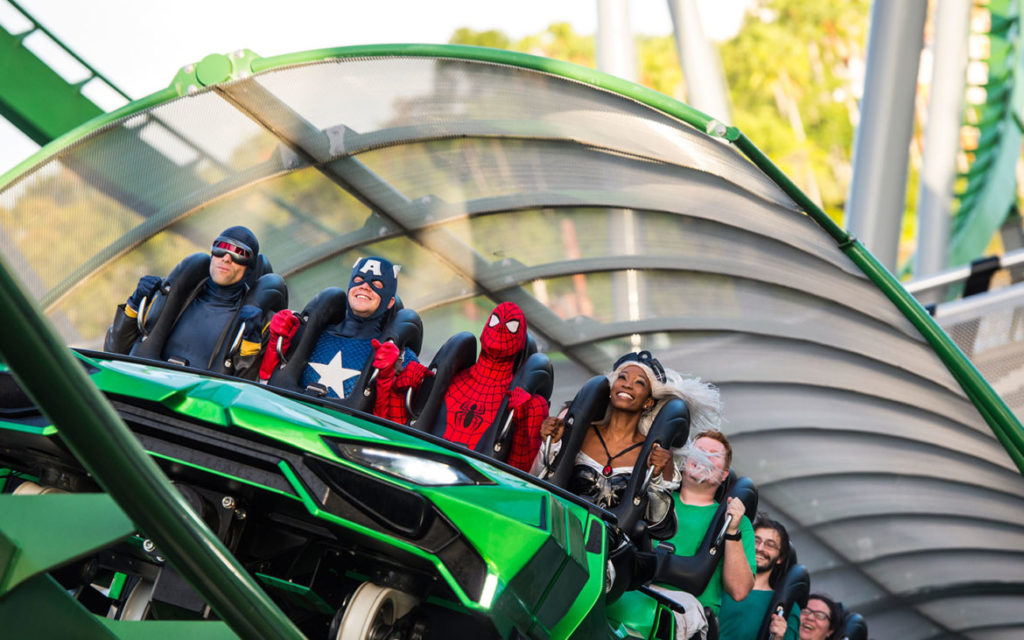 Superheroes enjoying the ride