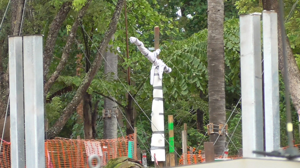 Sign poles and more being added to guest areas around the base of the mountains