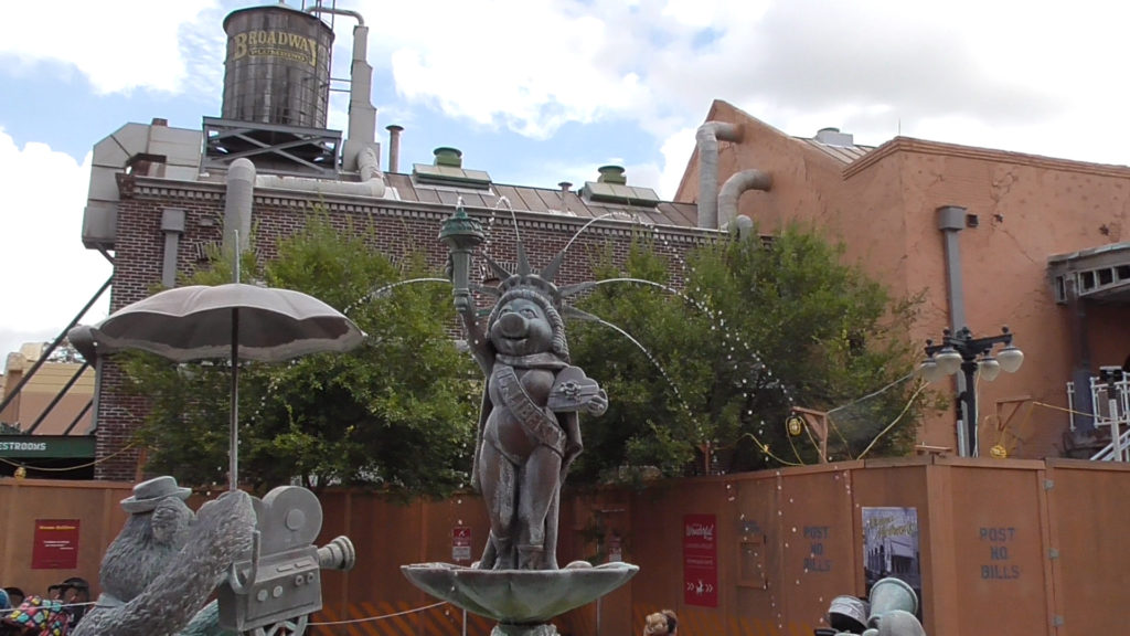 Fountain at the center of Muppets Courtyard
