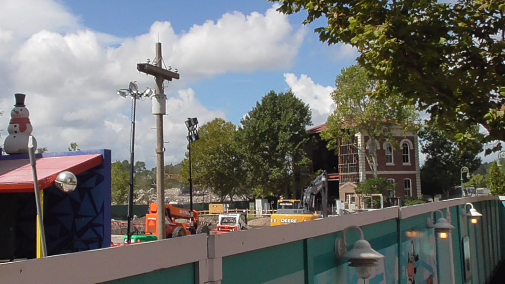 There's the backside of City Hall, still standing, but no traces left of Lights, Motors, Action from this vantage