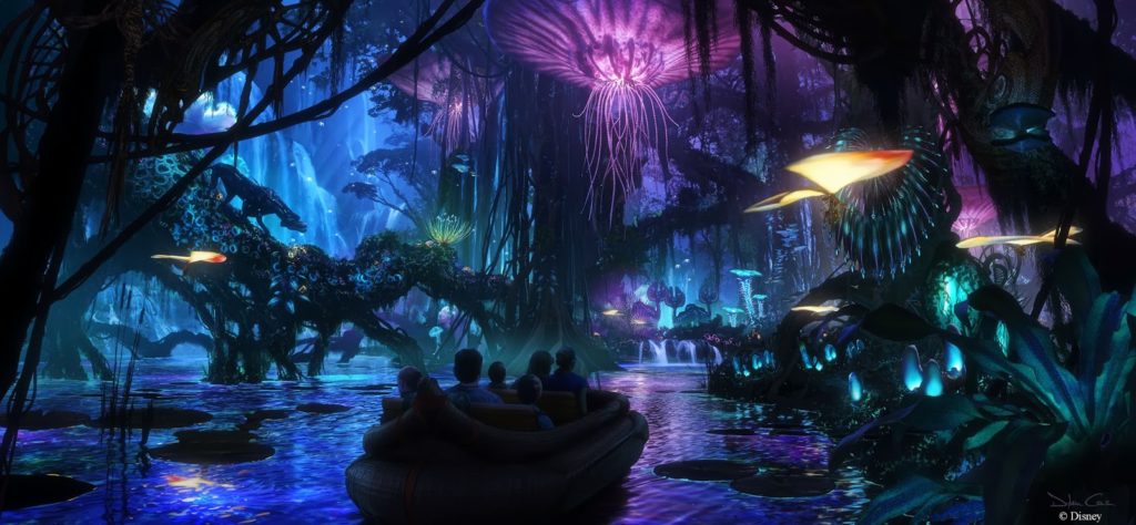 A second attraction will be a slow moving boat ride through a glowing jungle with animatronic figures