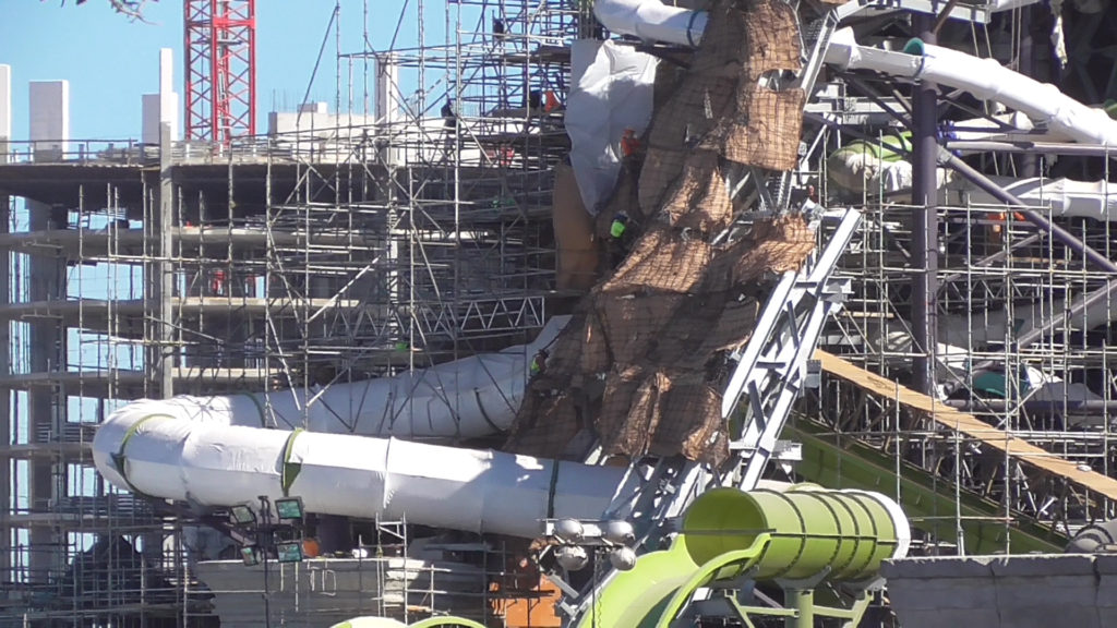 Water coaster leaving volcano