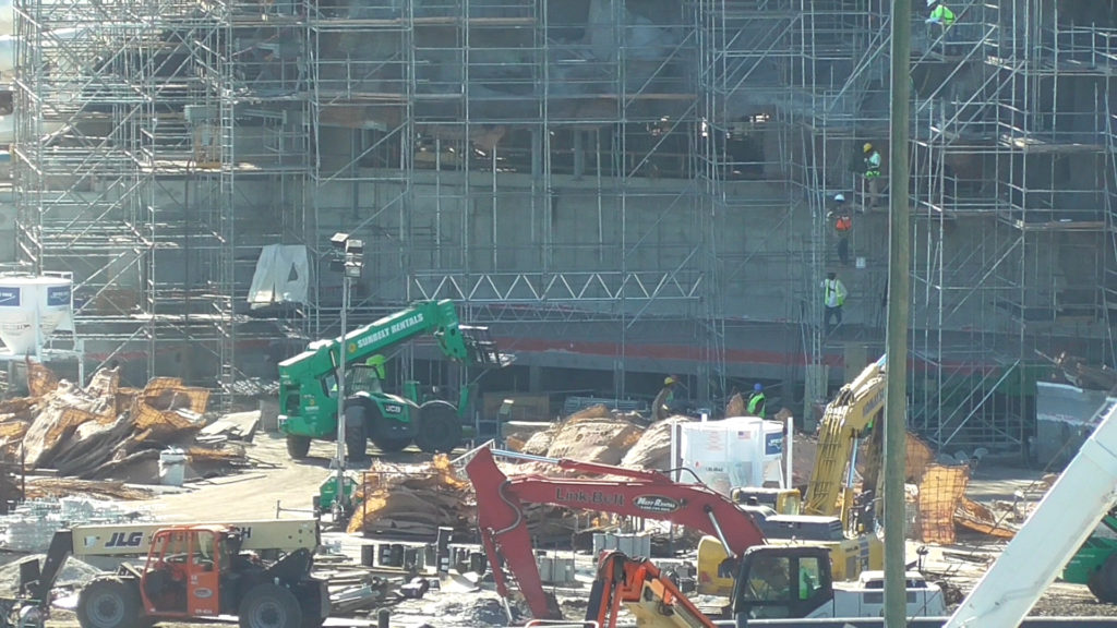 Wave pool area still being used as staging area for volcano pieces